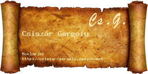 Csiszár Gergely névjegykártya